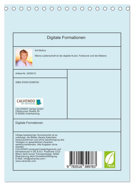 Produktbild: Digitale Formationen (Tischkalender 2026 DIN A5 hoch), CALVENDO Monatskalender
