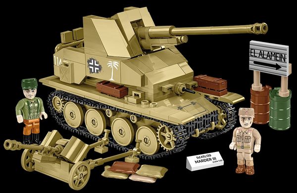 Produktbild: COBI Historical Collection 3131 - Sd.Kfz.139 Marder III, Jagdpanzer, WWII, Ma&szlig;stab 1:35, Bausatz, 486 Klemmbausteine, 2 Figuren