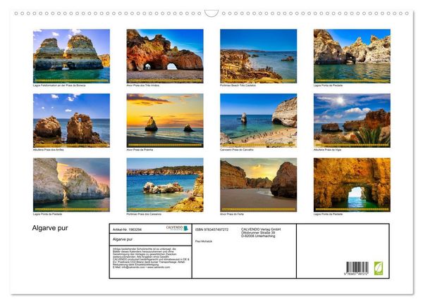 Produktbild: Algarve pur (Wandkalender 2026 DIN A2 quer), CALVENDO Monatskalender