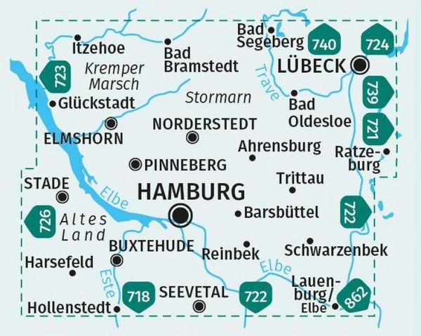 Produktbild: KOMPASS Wanderkarten-Set 725 Hamburg und Umgebung (2 Karten) 1:50.000