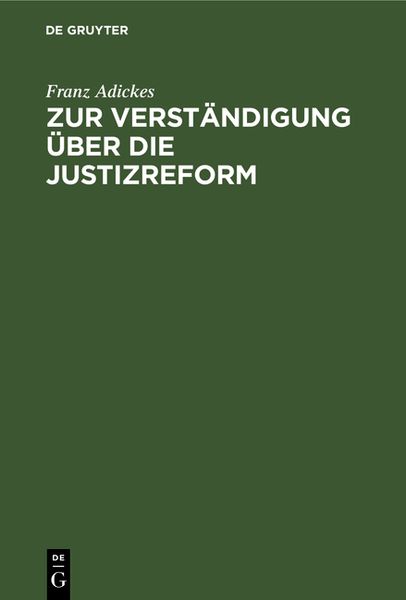 Produktbild: Zur Verst&auml;ndigung &uuml;ber die Justizreform