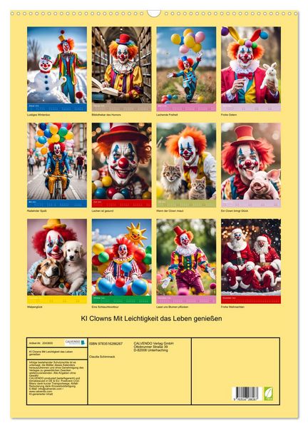 Produktbild: KI Clowns Mit Leichtigkeit das Leben genie&szlig;en (Wandkalender 2026 DIN A2 hoch), CALVENDO Monatskalender