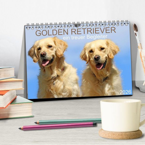 Produktbild: Golden Retriever ein treuer Begleiter (Tischkalender 2026 DIN A5 quer), CALVENDO Monatskalender