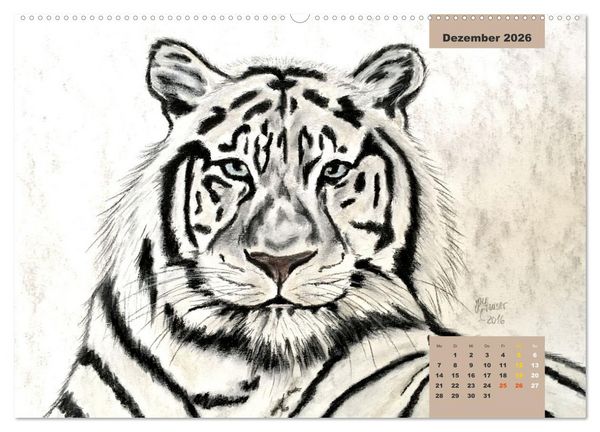 Produktbild: PortraiTierART Gro&szlig;katzen - Wundervolle Portraitzeichnungen (Wandkalender 2026 DIN A2 quer), CALVENDO Monatskalender
