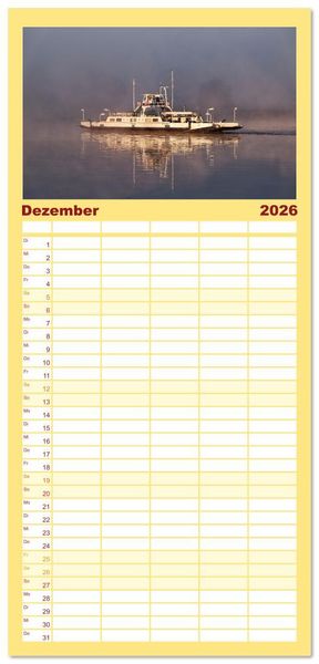 Produktbild: Familienplaner 2026 - Flusslandschaft Elbe mit 5 Spalten (Wandkalender, 21 x 45 cm) CALVENDO