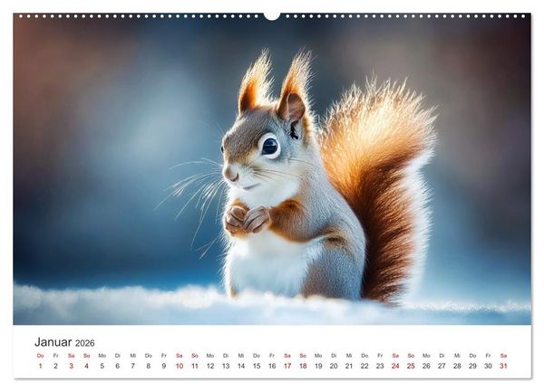 Produktbild: Das geheime Leben der Eichh&ouml;rnchen - Ein Jahr zwischen Baumwipfeln und Nussverstecken (hochwertiger Premium Wandkalender 2026 DIN A2 quer), Kunstdruck in Hochglanz
