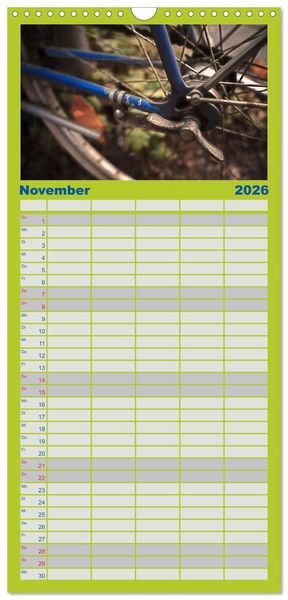 Produktbild: Familienplaner 2026 - Weltfahrrad mit 5 Spalten (Wandkalender, 21 x 45 cm) CALVENDO