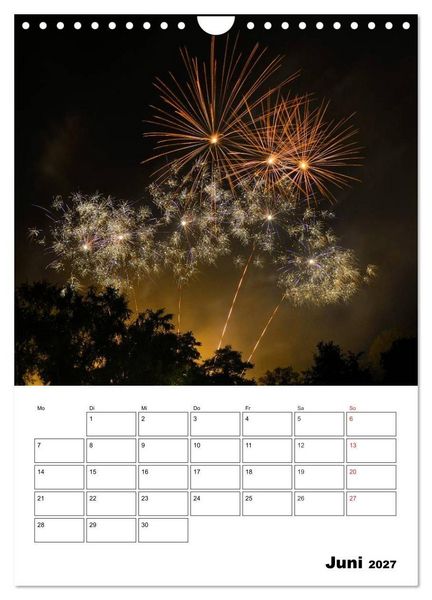 Produktbild: Feuerwerke Terminplaner (Wandkalender 2027 DIN A4 hoch), CALVENDO Monatskalender