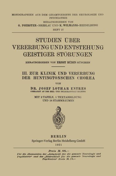 Produktbild: III. Zur Klinik und Vererbung der Huntingtonschen Chorea