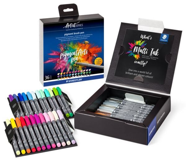 Produktbild: STAEDTLER Schreib- und Zeichbedarf pigment brush 371 Fasermaler mit Pinselspitze, 36er Set