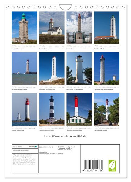 Produktbild: Leuchtt&uuml;rme an der Atlantikk&uuml;ste (Wandkalender 2026 DIN A4 hoch), CALVENDO Monatskalender