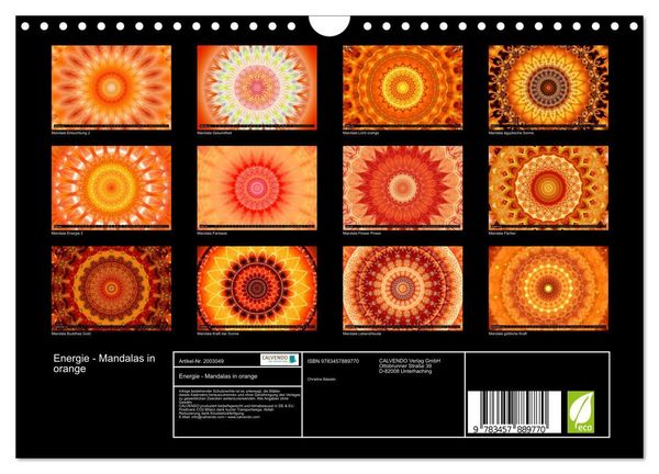 Produktbild: Energie - Mandalas in orange (Wandkalender 2026 DIN A4 quer), CALVENDO Monatskalender