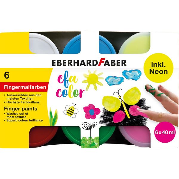 EBERHARD FABER Fingermalfarben 6 Farben inklusive Neonfarben 6x40ml