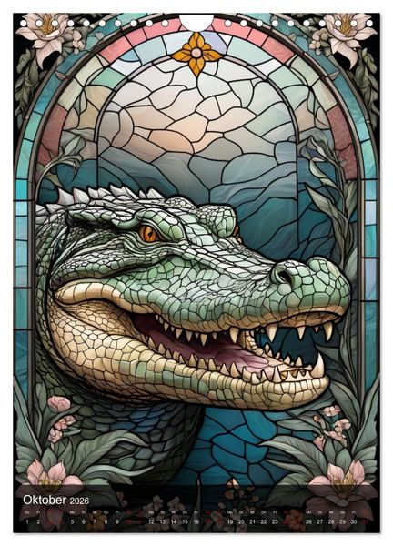Produktbild: Wildtiere und Glaskunst im Tiffany Stil (Wandkalender 2026 DIN A4 hoch), CALVENDO Monatskalender