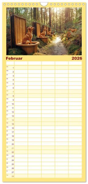Produktbild: Familienplaner 2026 - Sitz, Platz, Sp&uuml;l - Hunde auf dem Thron mit 5 Spalten (Wandkalender, 21 x 45 cm) CALVENDO