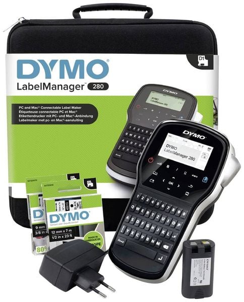 DYMO LabelManager 280 Kit Beschriftungsgerät Geeignet für Schriftband: D1 6 mm, 9 mm, 12 mm