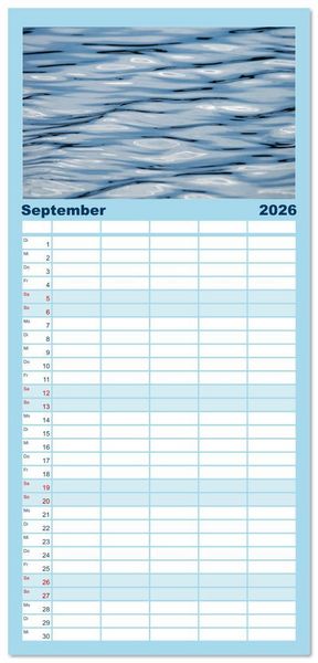 Produktbild: Familienplaner 2026 - Wasserzauber mit 5 Spalten (Wandkalender, 21 x 45 cm) CALVENDO