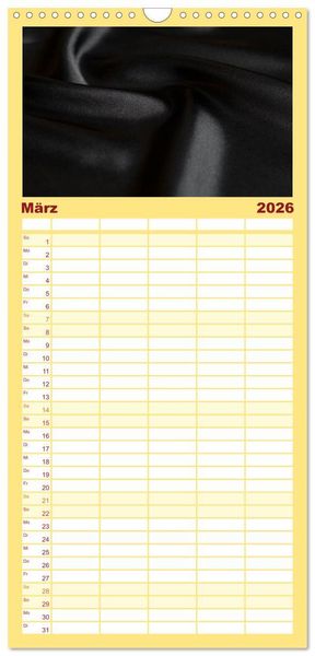 Produktbild: Familienplaner 2026 - Foto- und Bastelkalender Satin - Stilvoll zum Selbstgestalten mit 5 Spalten (Wandkalender, 21 x 45 cm) CALVENDO