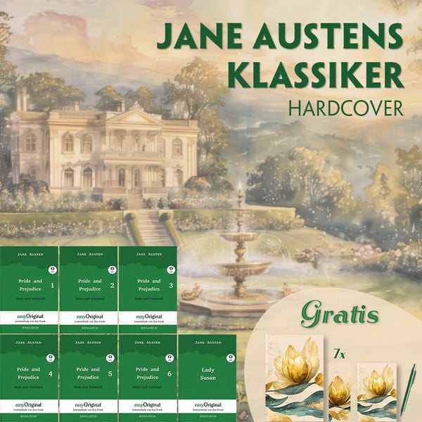 Produktbild: Jane Austens Klassiker Hardcover (7 B&uuml;cher + Audio-Online + exklusive Extras) - Frank-Lesemethode