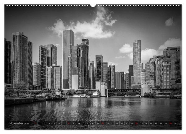 Produktbild: CHICAGO Monochrom (Wandkalender 2026 DIN A2 quer), CALVENDO Monatskalender