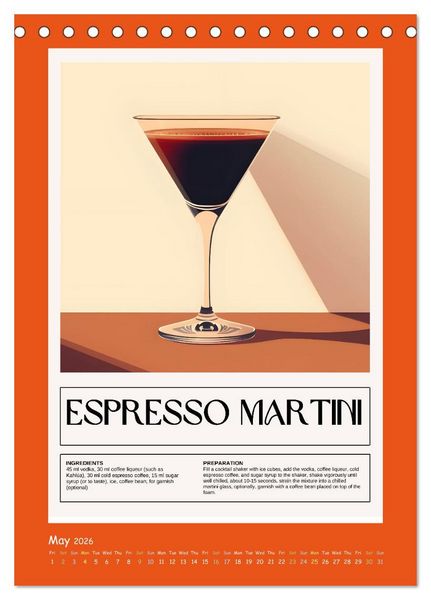 Produktbild: Classic Cocktails (Desk Calendar 2026 DIN A5 portrait), CALVENDO 12 Month DeskCalendar