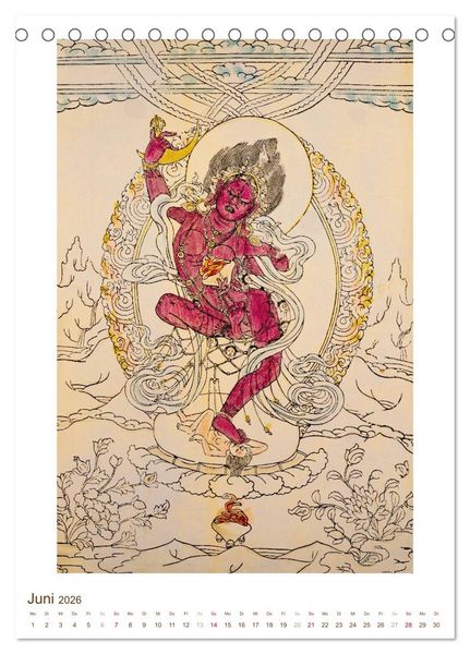 Produktbild: Mit Buddha durchs Jahr: historische Zeichnungen (Tischkalender 2026 DIN A5 hoch), CALVENDO Monatskalender