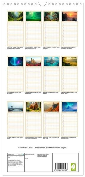 Produktbild: Familienplaner 2027 - Fabelhafte Orte &ndash; Landschaften aus M&auml;rchen und Sagen mit 5 Spalten (Wandkalender, 21 x 45 cm) CALVENDO