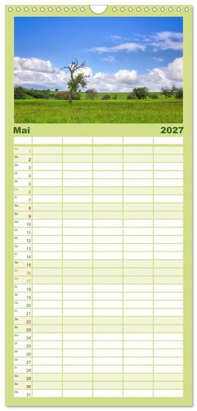 Produktbild: Familienplaner 2027 - Farbenfrohe Heimat mit 5 Spalten (Wandkalender, 21 x 45 cm) CALVENDO