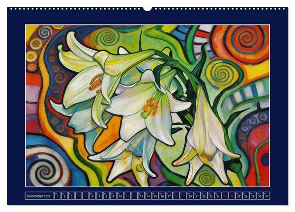 Produktbild: Bl&uuml;ten im verspielten Jugendstil (hochwertiger Premium Wandkalender 2027 DIN A2 quer), Kunstdruck in Hochglanz