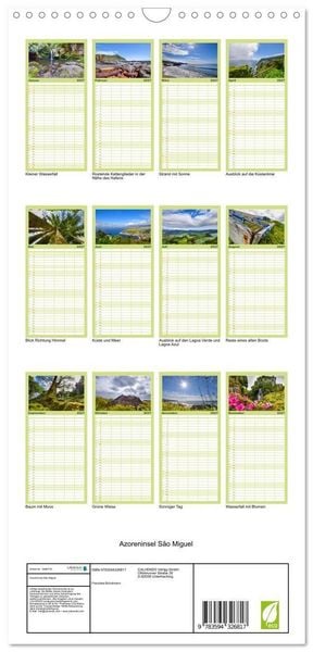 Produktbild: Familienplaner 2027 - Azoreninsel S&atilde;o Miguel mit 5 Spalten (Wandkalender, 21 x 45 cm) CALVENDO