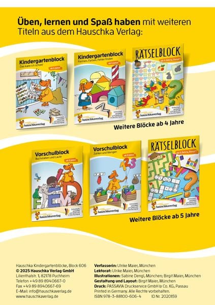 Produktbild: Kindergartenblock ab 4 Jahre – Rätsel-Spaß, Konzentration und Logik