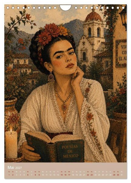 Produktbild: Freude im Haar. Leid im Herzen. Eine Hommage an Frida Kahlo (Wandkalender 2027 DIN A4 hoch), CALVENDO Monatskalender