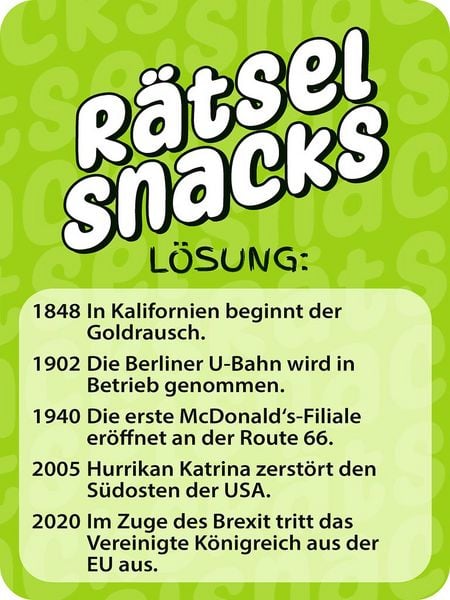 Produktbild: R&auml;tsel Snacks Wann war was?