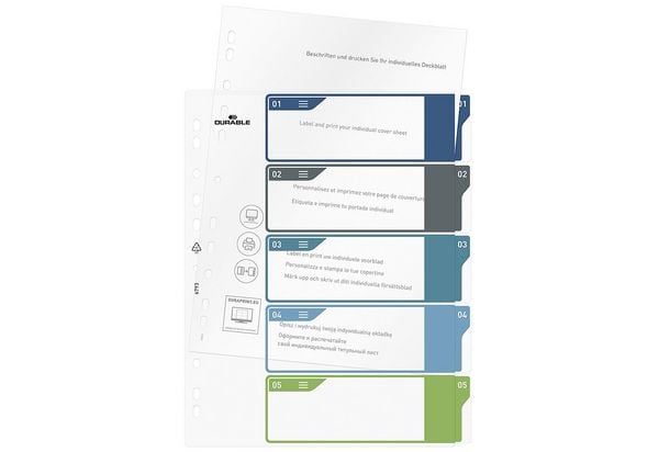 Produktbild: Durable 679327 Register DIN A4+ 1-5 Mehrfarbig 5 Registerbl&auml;tter 679327