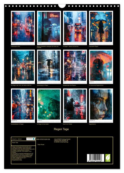 Produktbild: Regen Tage (Wandkalender 2026 DIN A3 hoch), CALVENDO Monatskalender