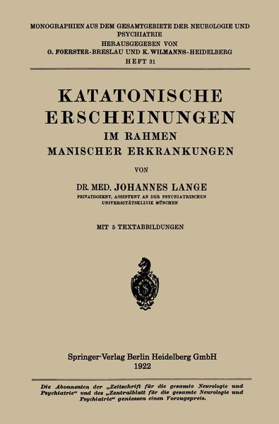 Produktbild: Katatonische Erscheinungen im Rahmen Manischer Erkrankungen