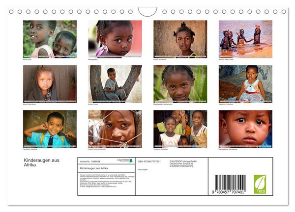 Produktbild: Kinderaugen aus Afrika (Wandkalender 2026 DIN A4 quer), CALVENDO Monatskalender