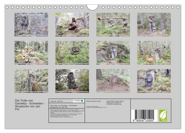 Produktbild: Die Trolle von Gamleby - Schweden - Skulpturen von Jan Pol (Wandkalender 2026 DIN A4 quer), CALVENDO Monatskalender