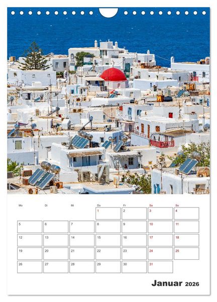 Produktbild: Stadt Mykonos - Reiseplaner (Wandkalender 2026 DIN A4 hoch), CALVENDO Monatskalender
