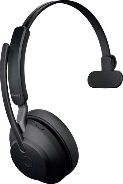 Produktbild: Jabra Evolve2 65 monaural On Ear Headset Bluetooth&reg; Mono Schwarz Lautst&auml;rkeregelung, Batterieladeanzeige, Mikrofon-Stummschaltung Telefon