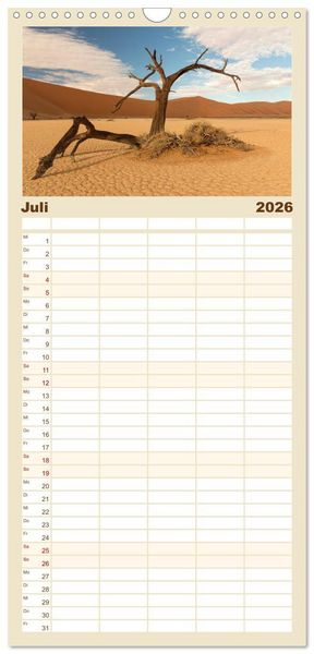 Produktbild: Familienplaner 2026 - Lichterf&uuml;lltes Namibia mit 5 Spalten (Wandkalender, 21 x 45 cm) CALVENDO