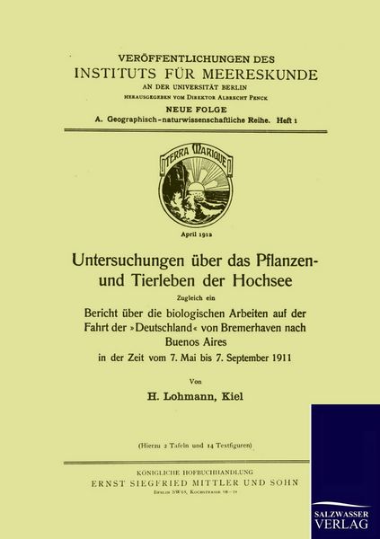 Produktbild: Untersuchungen &uuml;ber das Pflanzen- und Tierleben der Hochsee