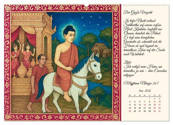Produktbild: Siddhartas Pfad zum Buddha (Wandkalender 2026 DIN A2 quer), CALVENDO Monatskalender