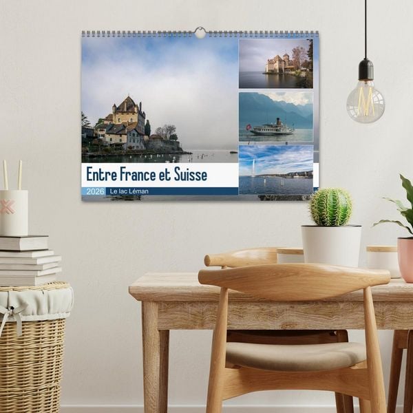 Produktbild: Entre France et Suisse, le lac L&eacute;man (Calendrier mural 2026 DIN A3 vertical), CALVENDO calendrier mensuel