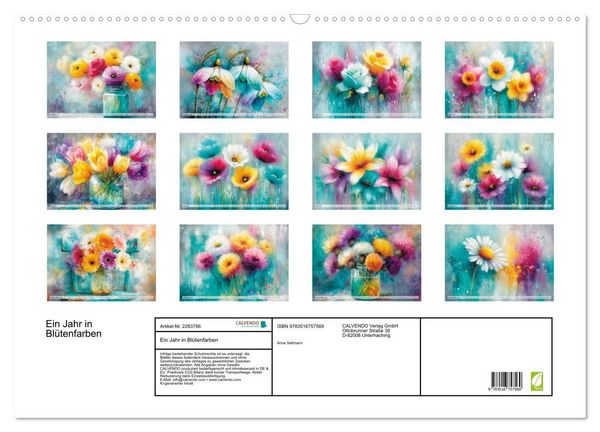Produktbild: Ein Jahr in Bl&uuml;tenfarben (Wandkalender 2027 DIN A2 quer), CALVENDO Monatskalender