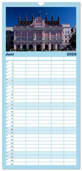 Produktbild: Familienplaner 2026 - Ostseeperle Rostock mit 5 Spalten (Wandkalender, 21 x 45 cm) CALVENDO