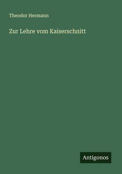 Produktbild: Zur Lehre vom Kaiserschnitt