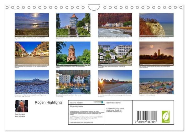 Produktbild: R&uuml;gen Highlights (Wandkalender 2026 DIN A4 quer), CALVENDO Monatskalender