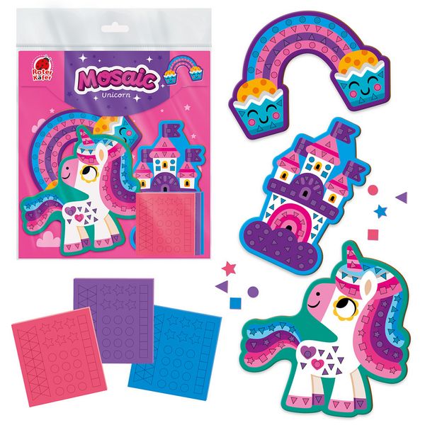 Produktbild: Kreativ-Set Roter K&auml;fer Soft-Mosaik Ein Einhorn RK8010-08