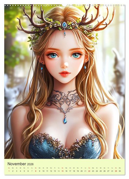Produktbild: Keltische Mythen. Die magische Anderwelt-Fantasy im Manga-Stil (Wandkalender 2026 DIN A2 hoch), CALVENDO Monatskalender